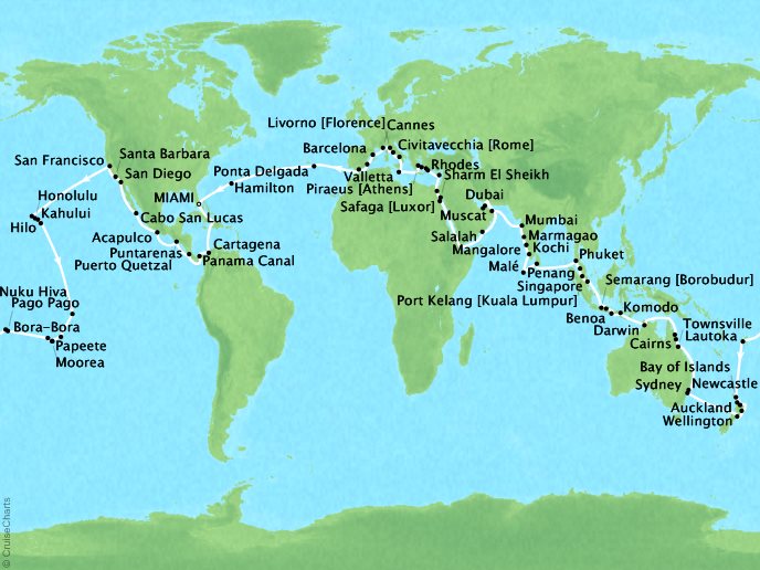 Regent Seven Seas Cruises - Navigate The World – Miami to Miami (133 days)