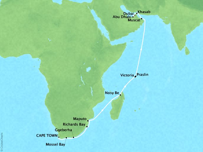 Norwegian Cruise Line From Cape Town to Dubai South Africa
