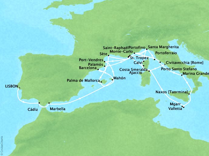 Seabourn - Iberia, Tyrrhenian and Mediterranean Treasures (31 days