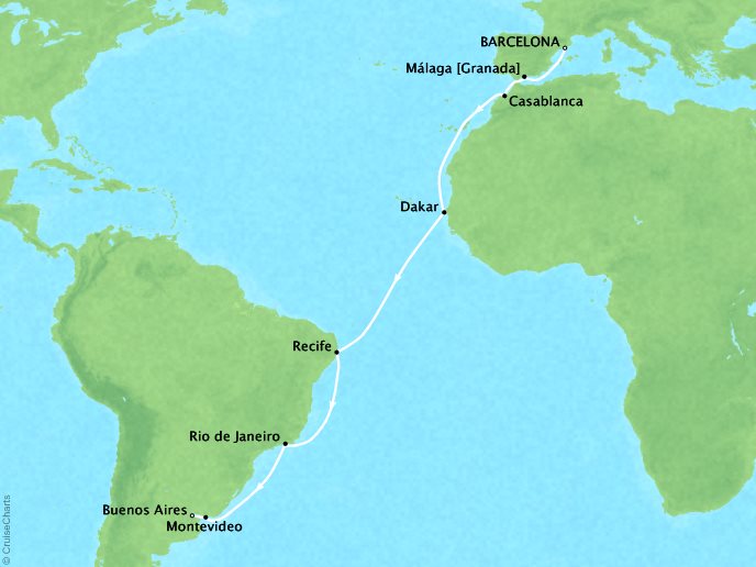 Luxury Cruise Connections - Itinerary: Southern Atlantic Crossing ...