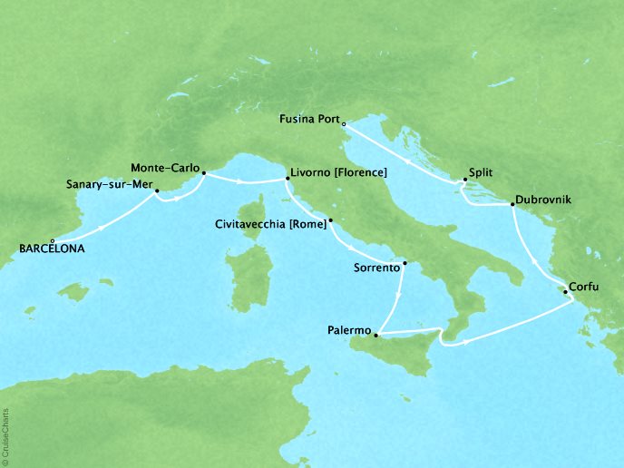 Barcelona days) Virtuoso The Cruises Coast Seas Majesty (13 to – Venice Regent Along Amalfi Seven | (Fusina) -