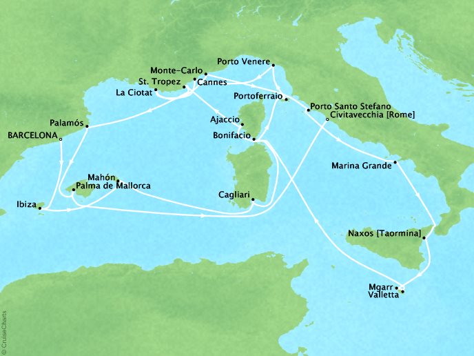 Seabourn - Iberia, Tyrrhenian and Mediterranean Treasures (31 days