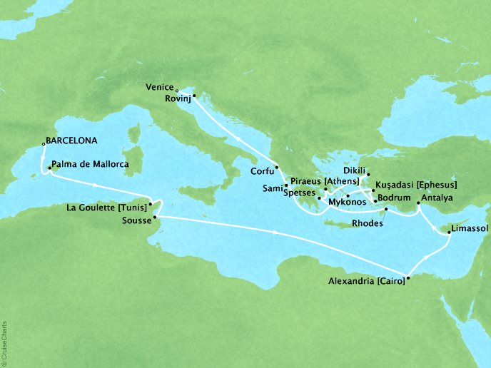 Seabourn Eastern Mediterranean Jewels and Ephesus 27 days