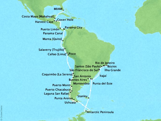 South America Luxury Cruise - Lima (Callao) to Buenos Aires on Dec 20, 2023