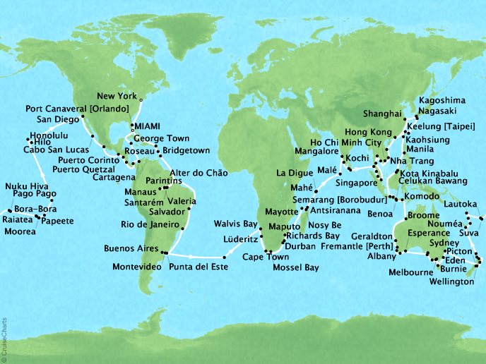 Oceania Cruises - Kaleidoscope of Your World (200 days)